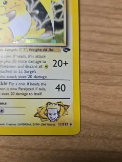 Lt. Surge's Raichu 11/132 Holo Rare Gym Challenge Pokemon Card - Image 3