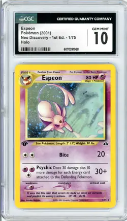 Pokemon Espeon #1 Neo Discovery 1st Edition CGC 10 - Image 1