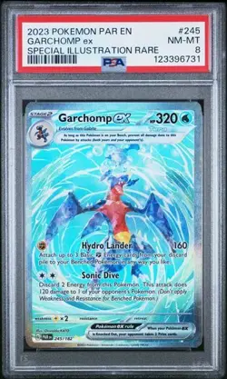 2023 Pokemon PAR EN Garchomp ex SPECIAL ILLUSTRATION RARE SIR 245/182 PSA 8 NMMT - Image 1