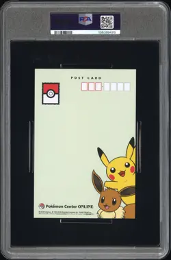 2018 POKEMON CENTER ONLINE MONTHLY POSTCARD AUGUST 2018 EEVEE/PIKACHU PSA 10 - Image 2