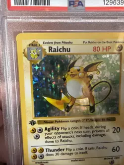 1999 Pokemon Base Set 1st Edition Shadowless Holo Raichu #14 PSA 5 EX - Image 3