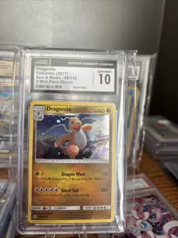 2017 POKEMON SUN & MOON COSMOS-MINI PACK BLISTERS #96 DRAGONITE AGS GEM-MT 10 - Image 1
