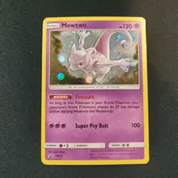 Mewtwo SM77 Black Star Promo: Sun and Moon Pokemon Tcg Holo Card Lightly Played - Image 1