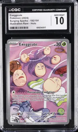 2024 POKEMON SURGING SPARKS ILLUSTRATION RARE #192 EXEGGCUTE CGC 10 GEM MINT - Image 1