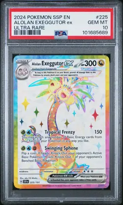2024 Pokemon SSP EN-Surging Sparks Alolan Exeggutor EX Ultra Rare PSA 10 #225 - Image 1