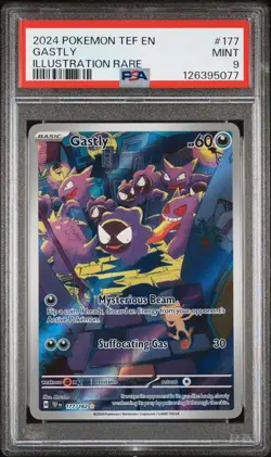🔥 2024 Pokemon Temporal Forces Gastly Illustration Rare #177 PSA 9 - Image 1