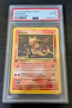 Pokemon 1999 Magmar #39 1st Edition Fossil PSA 6 - Image 1