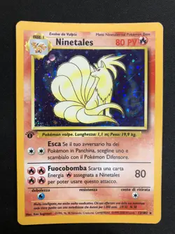 Pokemon Ninetales 12/102 Set Base Rara Holo Swirl Prima Edizione Wizards ITA - Image 1