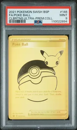 2021 POKEMON SWSH BLACK STAR PROMO #146 POKE BALL CLBRTNS.ULTRAPREM.COLL PSA 9 - Image 1