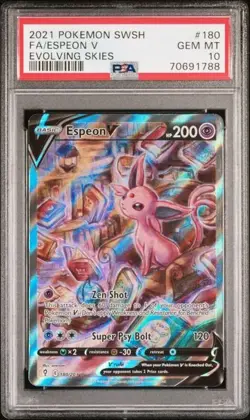 Pokemon Swsh ESPEON V Evolving Skies Full Art 180/203 PSA 10 💎 GEM MINT - Image 1