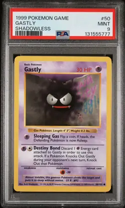 1999 POKEMON GAME #50 GASTLY PSA 9 MINT BASE SET UNLIMITED - Image 1