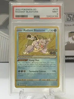 Pokemon 2022 Radiant Blastoise Holo PSA 9 Mint Card 018/078 Pokemon Go - Image 1