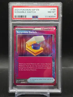 Scramble Switch 186/191 S&V Surging Sparks Ace Spec Holo Rare Pokemon Card PSA 8 - Image 1