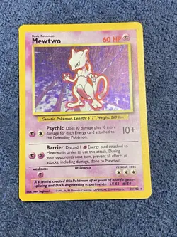 Pokemon TCG Mewtwo 10/102 Base Set Unlimited Holo Card - Image 1