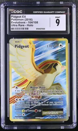 Pokemon Pidgeot-EX TCG Evolutions Full Art Holo Card 104/108 Ultra Rare CGC 9 - Image 1