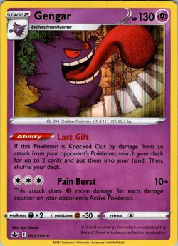 Gengar 057/198 Holo SWSH06: Chilling Reign - Pokemon Card - NM - Image 1