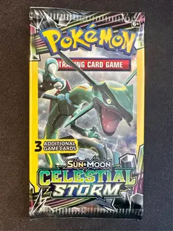 Celestial Storm 3 Card Booster Pack Pokemon TCG Rayquaza Art Brand New Sealed - Image 1