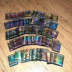100 Full Art FOIL Basic Lands Lot 20 Each Color! MTG Bulk Mana + Free Promo - Image 1