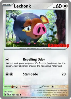 SEALED Pokemon Lechonk 154/198 Scarlet & Violet GameStop Reverse Holo Promo - Image 1