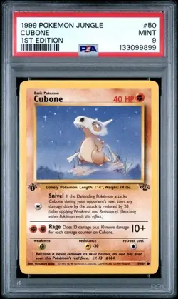 PSA 9 Cubone 1st Edition Jungle 1999 Pokemon 50/64 - Image 1