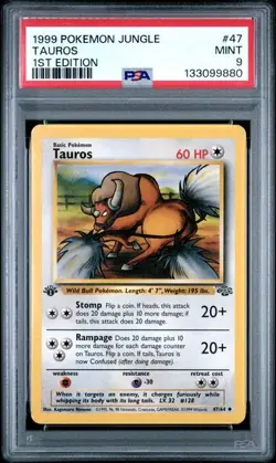 PSA 9 Tauros 1st Edition Jungle 1999 Pokemon 47/64 - Image 1