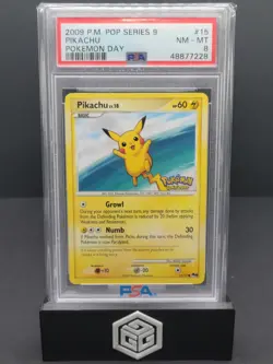 Pikachu Pop Series 9 Pokemon Day #15 PSA 8 - Image 1