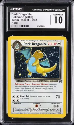 2000 POKEMON TEAM ROCKET #5 DARK DRAGONITE CGC 10 GEM MINT - Image 1
