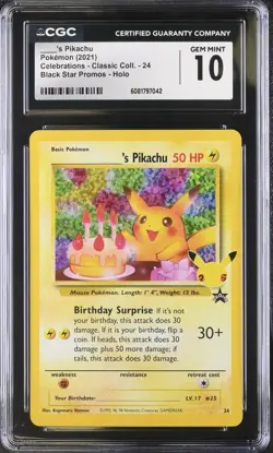 CGC 10 Pokemon ____'s Pikachu Birthday 24 2021 Celebrations Classic Collection - Image 1