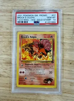 2001 Pokemon Promo Brock's Vulpix #37 W Gold Stamp Top Deck Mag PSA 10 - Image 1