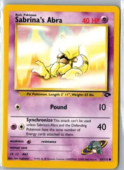SABRINA'S ABRA 93/132 COMMON GYM CHALLENGE POKEMON LP - Image 1