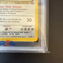 SNORLAX-HOLO 1ST EDITION POKEMON JUNGLE 1999 11 PSA 9 - Image 4