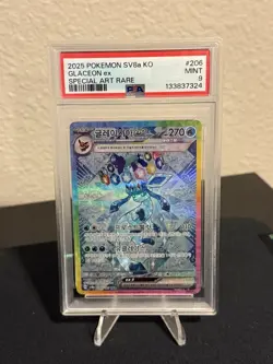 2025 POKEMON KOREAN SV8A TERASTAL FESTIVAL GLACEON EX 206/187 SAR PSA 9 - Image 1
