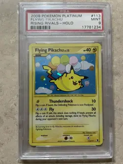2009 POKEMON PLATINUM RISING RIVALS #113 FLYING PIKACHU HOLO PSA 9 Mint - Image 1