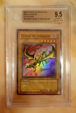 Yu-Gi-Oh 2002 Curse Of Dragon LOB-066 BGS 9.5 GEM MINT 1st Ed Super Rare WAVY!!! - Image 1