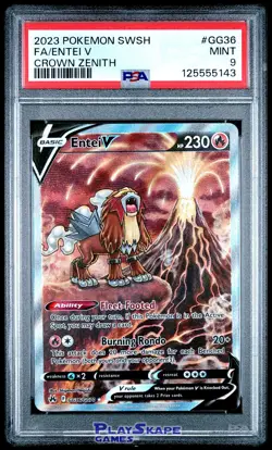 Pokemon Card PSA 9 Entei V GG36/GG70 Alt FA Crown Zenith Full Art 2023 - Image 1