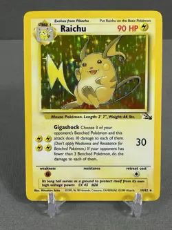 Raichu 14/62 Vintage Pokemon Fossil Holo NM - Image 1