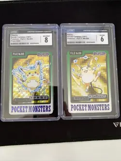 Pikachu and Raichu Pokemon RARE Bandai Carddass- No.025 HOLO and No.026 1997 CGC - Image 1