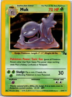 Muk (13) - Fossil 13/62 - Holo Rare - NM Pokemon TCG - Image 1