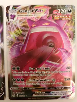 Pokemon Gengar VMAX TCG Card Swsh08: Fusion Strike 157/264 + 156/264 Gengar V - Image 3