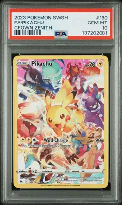 2023 Pokemon SWSH Pikachu Full Art Crown Zenith #160 PSA 10 - Image 1
