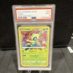 Pokemon Celebi 009/185 SWSH Vivid Voltage Amazing Rare Holo 60HP PSA 9 Card - Image 1