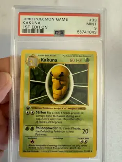1999 Pokemon - 1st Edition Shadowless Kakuna Base Set 33/102 - PSA 9 Mint! WOTC - Image 2