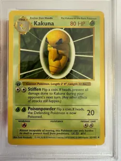 1999 Pokemon - 1st Edition Shadowless Kakuna Base Set 33/102 - PSA 9 Mint! WOTC - Image 3