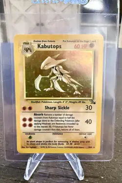 Pokemon TCG Kabutops Holo Rare Card 9/62 Fossil Unlimited 1999 Vintage - Image 1