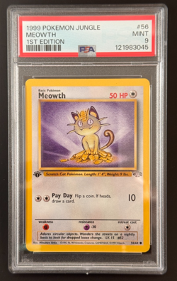 1999 Pokemon Jungle 1st Edition Meowth #56 PSA 9 Mint - Image 1