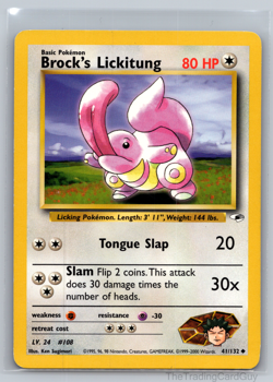 BROCK'S LICKITUNG 41/132 Gym Heroes Vintage Unlimited Uncommon Pokemon TCG LP - Image 1