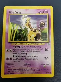 Pokemon Card Girafarig 58/111 Neo Genesis Common WOTC - Image 1
