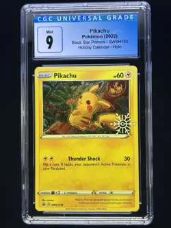 Pokemon - Holiday Calendar - Pikachu SWSH153 - 2022 Promo Holo - CGC 9 - Image 1