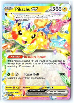 Pikachu ex 057/191 - Double Rare Holo -Pokemon Surging Sparks -NM Pack Fresh!!! - Image 1
