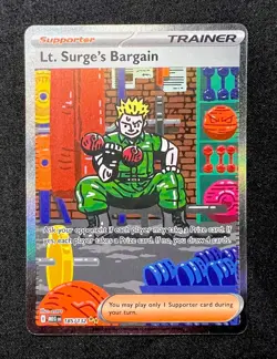 Lt. Surge’s Bargain Mega Evolution 185/132 Illustration Rare Pokemon Card - Image 1